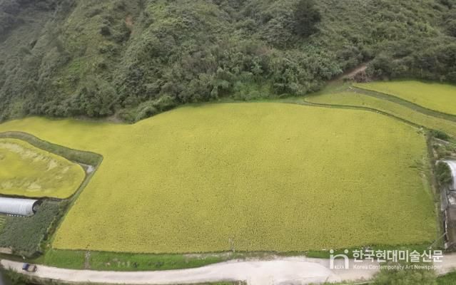 경기도 남양주시 조안면 시우리 222-3번지 일원에 있는 「구리시 관외 농지 활용 벼농사 체험장」 전경
