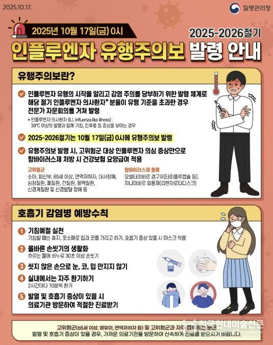 인플루엔자 발령 안내문
