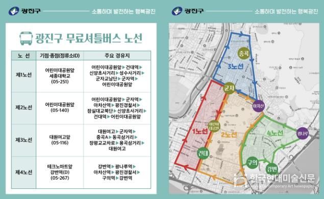 시내버스 파업시 무료셔틀 버스 노선도