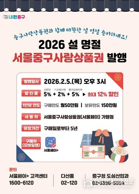 서울중구사랑상품권 발행 포스터