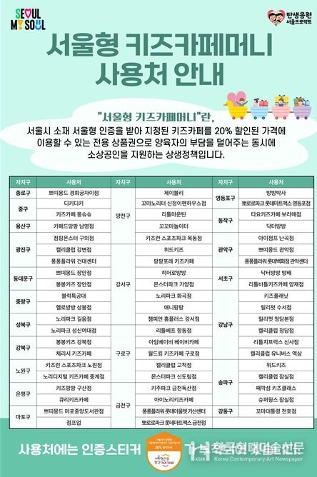 서울형 키즈카페머니 포스터