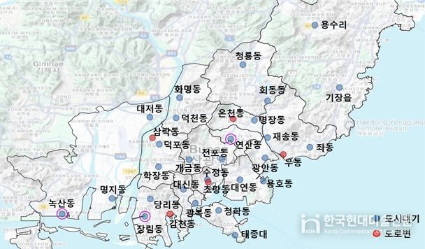 대기환경측정망 운영지점 위치도