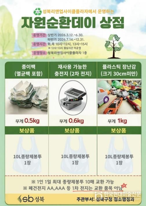 성북구, 성북리앤업사이클플라자서 '자원순환데이 상점' 운영