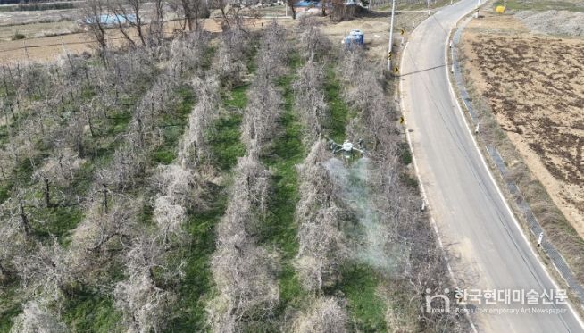 과수화상병 드론방제 사진